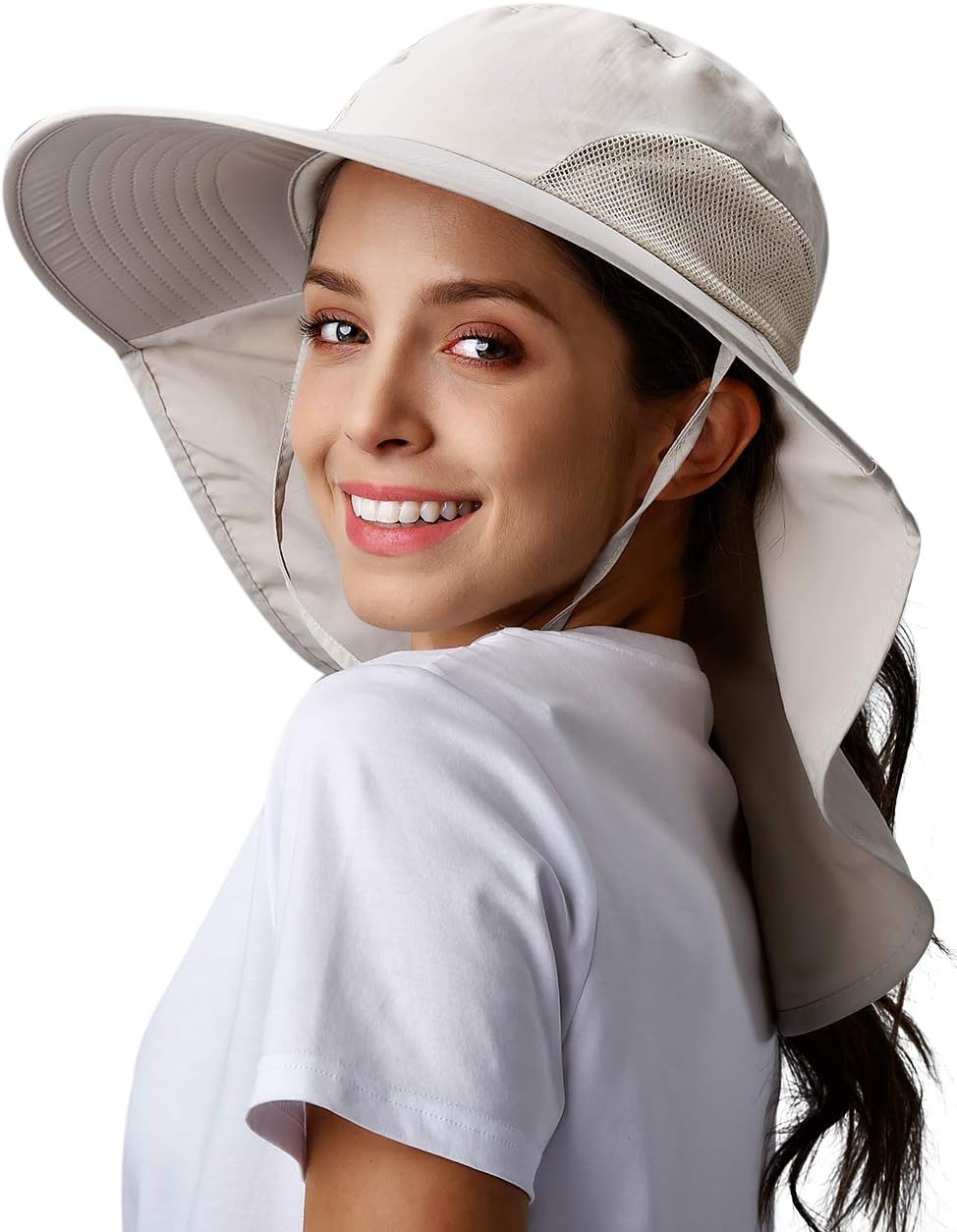 Womens Sun hat Wide Brim Safari Fishing Hat with Large Neck Flap Hiking Hats for Women