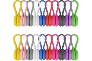 Color Magnetic Cable Ties - 20 Pack - Silicone Reusable Cord Organizers