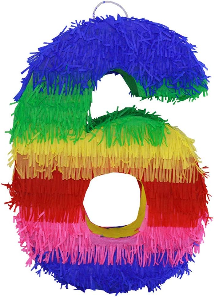 Lytio Number 6 Multicolor Party Small Pinata for Birthday, Centerpiece Decoration, Anniversary, Décor, Photo Prop, Party Supplies, Mexican Piñata Game (Number 6)