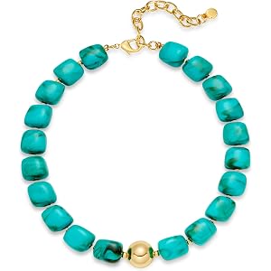 ZHDHDQ Multicolor Beaded Necklace,Chunky Cube Beaded Statement Necklace, Boho Resin Choker Necklace for Women,Lightweight & C