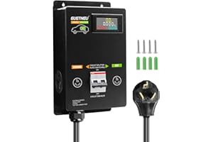 GUETNEU NEMA 10-30 (3 Prong) Dryer Splitter with Breaker - 240V Dryer Splitter for EV, Fast Charge for 2 EVs, Prioritizing Left-Side Power Supply