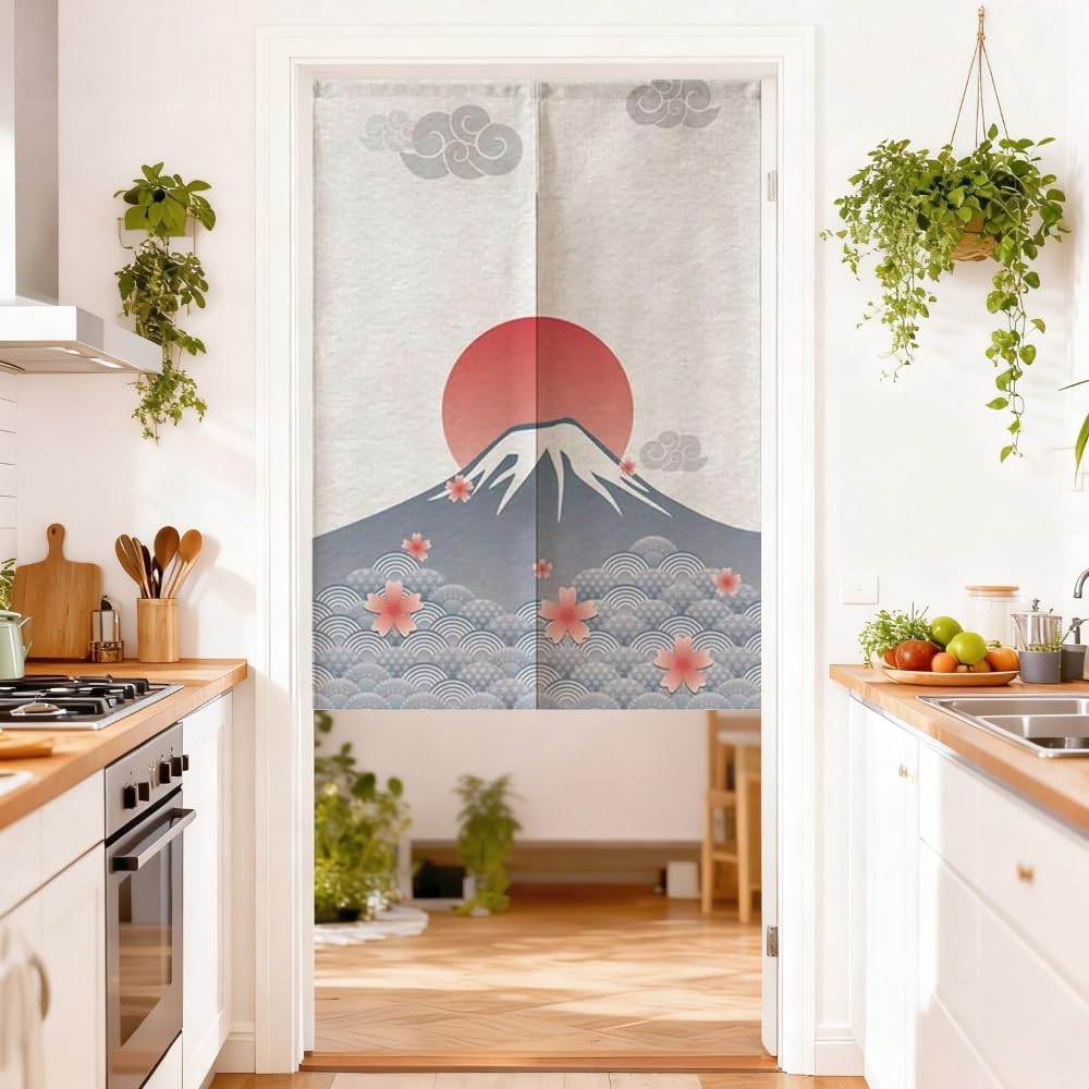 MYRU Japanese Noren Doorway Curtain Tapestry(Fuji Mountain,33.5 Inches x 59 Inches)