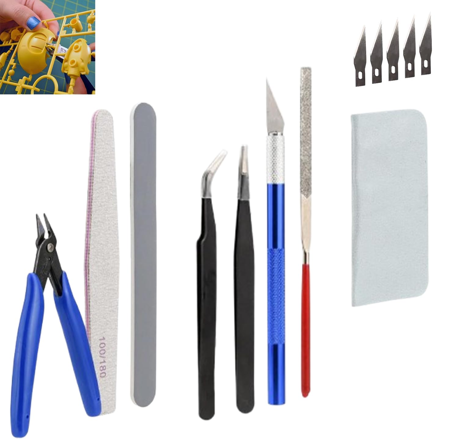 Model Making Tools Kit for Plastic Model Kits, 14 Pcs Model Tools Kit, Basic Tools Craft Set, Hobby Building Tools Kit for Gundam Car Model Building Repairing and Fixing