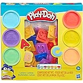 Play-Doh Fundamentals Letter Stamper Tool Set with 6 Non-Toxic Colors, 1-Ounce Cans