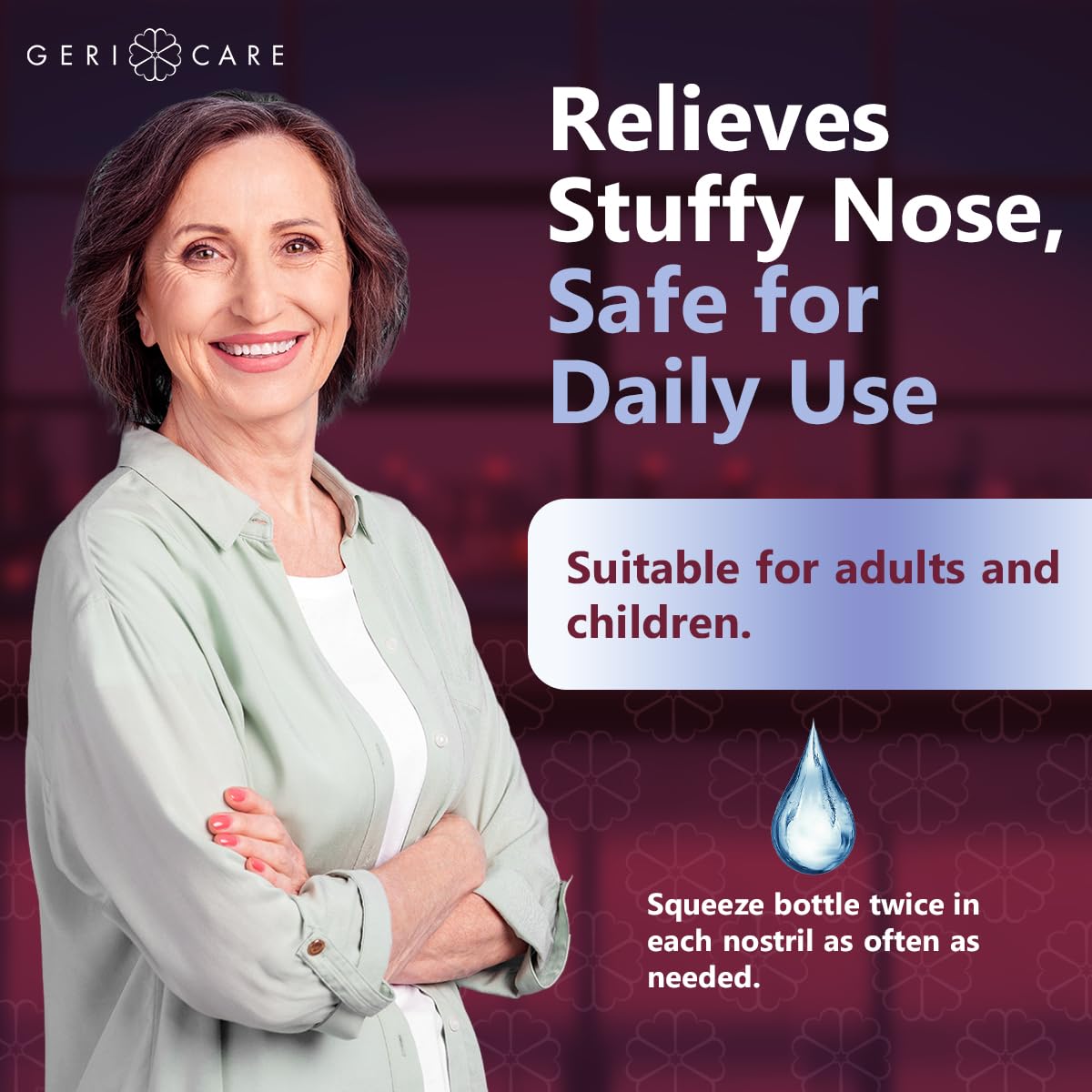 GeriCare Saline Nasal Spray 1.5 FL OZ Moisturizing Sodium Chloride 0.65% (Pack of 6)
