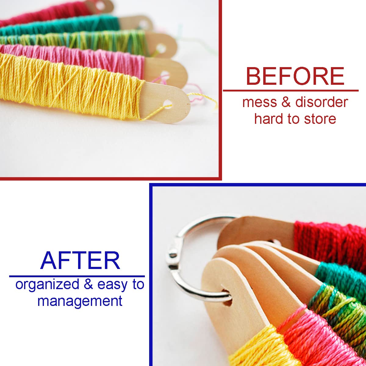 CooBigo Loose Leaf Binder Rings 1 Inch Metal Book Ring Clip for Index Card, Flashcard, Shower Curtain, DMC Embroidery Floss Organizer, Key Chain - Silver(50 Pack)