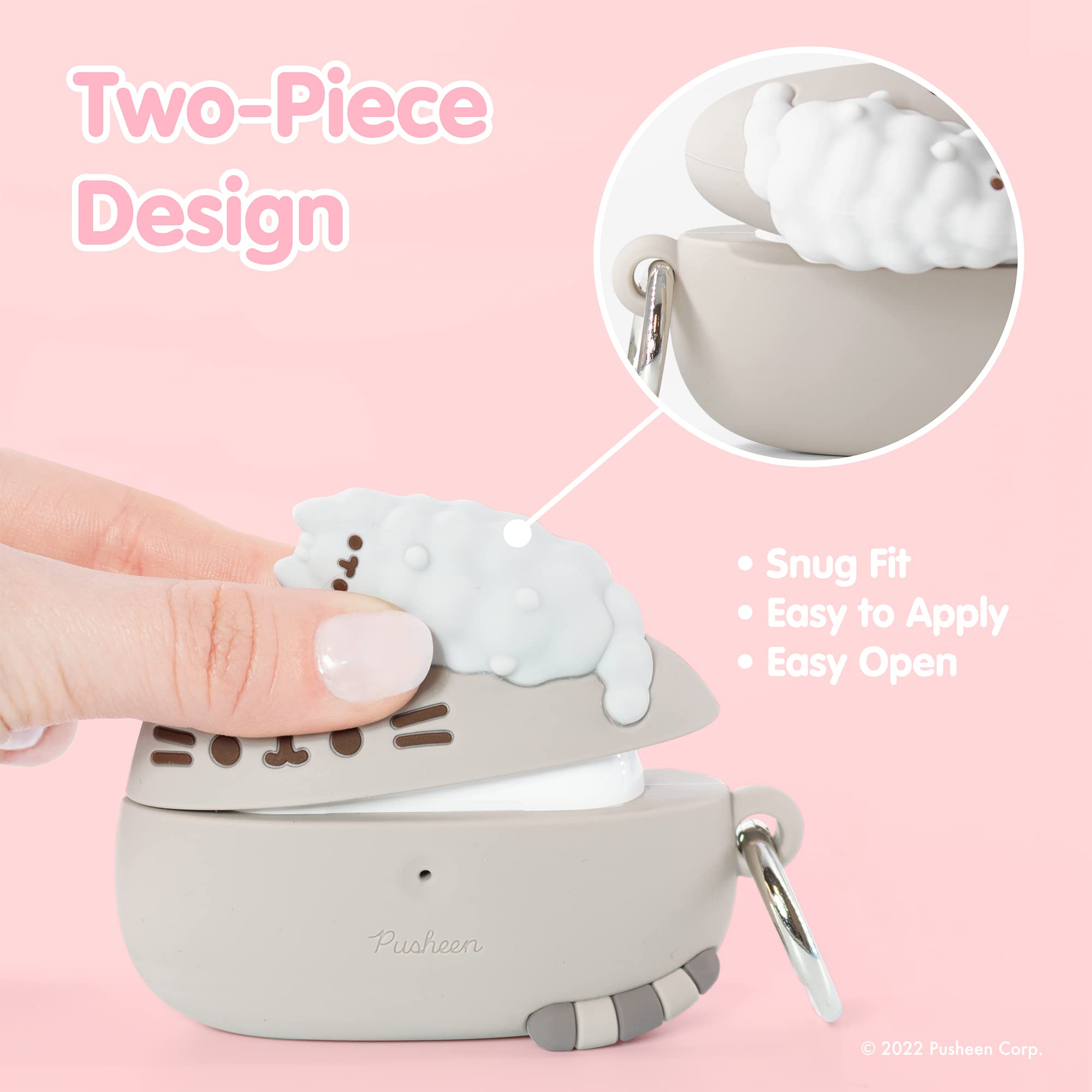 iFace x Pusheen Cute AirPods 3 Case - Silicone Protective Cover [Carabiner Clip Included] [Wireless Charging Compatible Cover] - Pusheen & Stormy