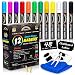 Rainbow Joy Liquid Chalk Markers -12 Pack Erasable Neon Colors Bistro Pens With Gold Silver Colors Cleaning Cloth 48 Chalkboard Labels 2 Tip Reversible Bullet Chisel Tip Increased Ink Capacity New Cap