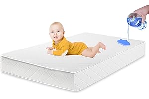 Komcot Baby Crib Mattress, 5" Waterproof Baby Mattress for Crib, Dual Sided Comfort Memory Foam Infant and Toddler Bed Mattress, Removable Cover, Fits Standard Size Crib and Toddler Bed