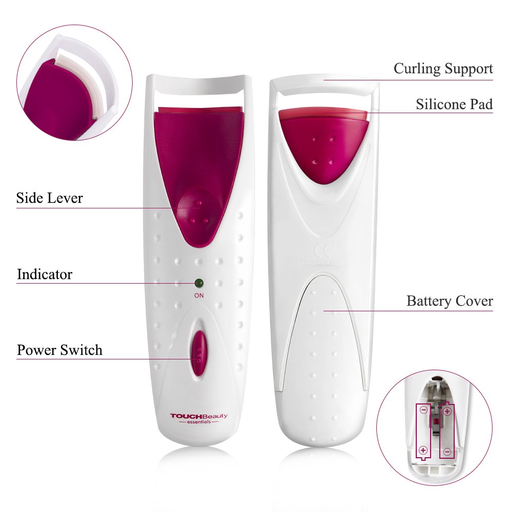 TOUCHBeauty Heated Eyelash Curler with silicone Pad Red TB-2003 : Beauty