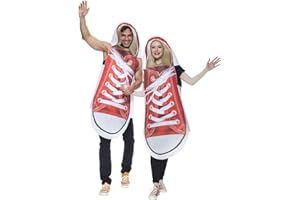 Megartico Adult Sneaker's Costume for Couple Funny Halloween Party Costumes 2pcs Women Men Pair of Red Canvas Shoe Outfits