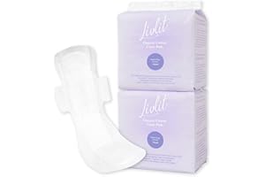 Livlit Super Long Overnight Pads Sanitary Pads, 100% Organic Cotton from Texas, Heavy Absorbency, Powerful Leak Protection, Unscented, Extra Long Length Pads for Women (20 Count)