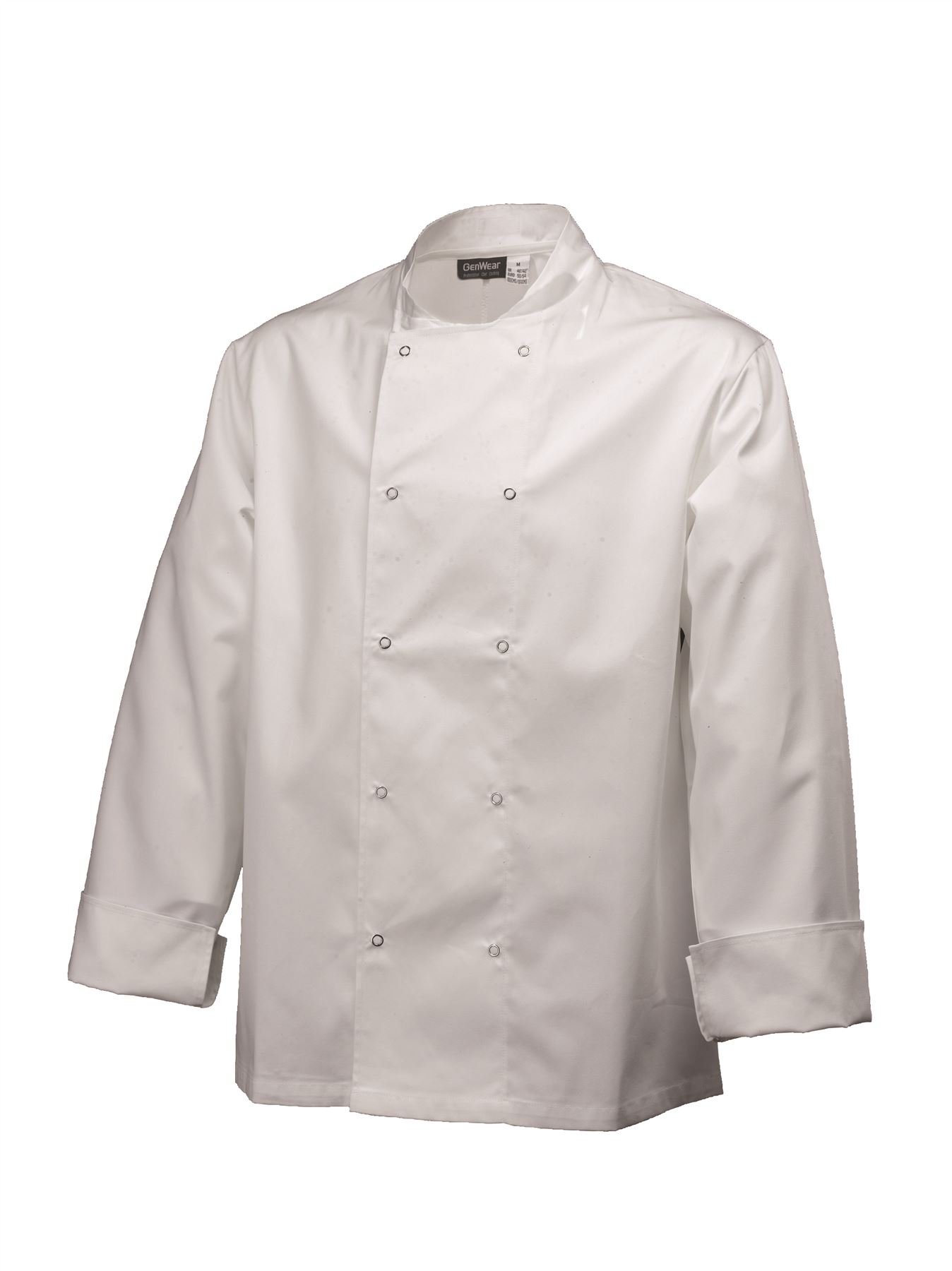 Genware NEV-NJ01-XXL Jacket, Basic Stud Long Sleeve, XX-Large, White