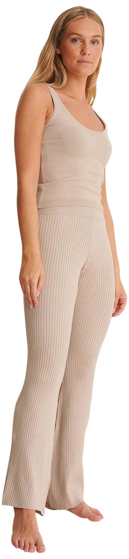 NA-KD Wide Leg Knitted Pants, Clay Gray, X-Small