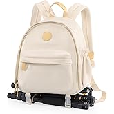 Cwatcun Camera Backpack Bag Small for Women，Fashion DSLR Camera Bag Cute with Tripod Strap and Removable Padded Dividers Lightweight Photograhy Case for Canon/Nikon/Sony Cameras, Off-White