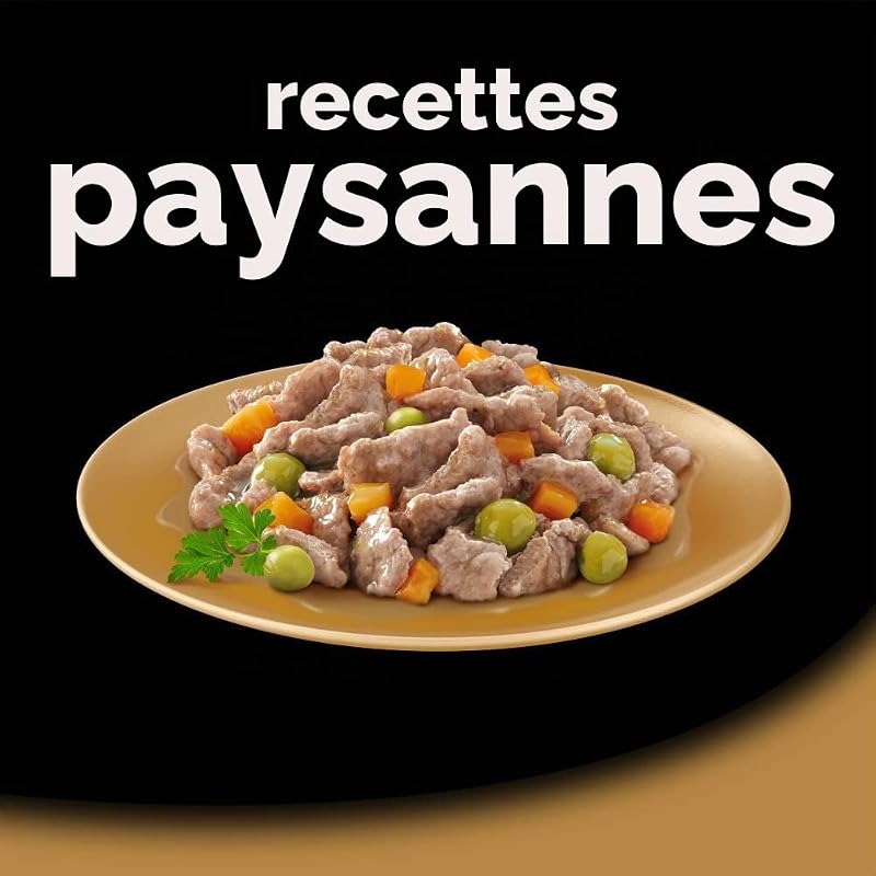 Les Recettes de Campagne Mini Filets en Sauce 8 X 150 g, 4 Variétés en Barquette pour Chiens - Lot de 3