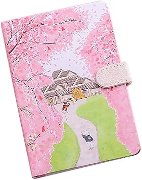 Amazon ピンクの桜日記 A5メモ帳 ノート 手作り手帳 日記帳 女性用 システム手帳 磁気バックル システム手帳 文房具 オフィス用品