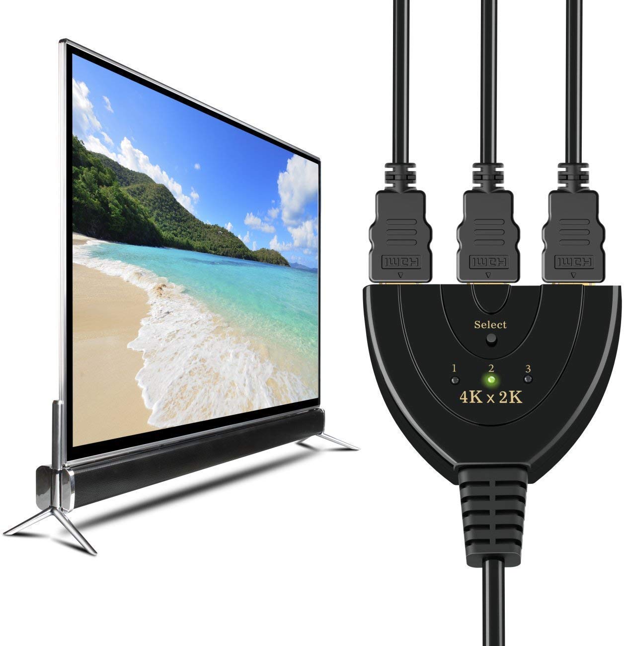 Technotech 3 Port 4K HDMI Switch 3x1 Switch Splitter with Pigtail Cable Technotech Technologies