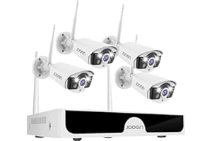 JOOAN 3MP Wireless Security Camera System Outdoor [H.265+ System & 2 Way Audio] 10CH NVR&4 WiFi Cameras for Home Surveillance IP67 Weatherproof Color Night Vision Motion/Human Detection&Alert