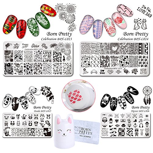 Born pretty 4pcs rectangle celebration stamping plate n…