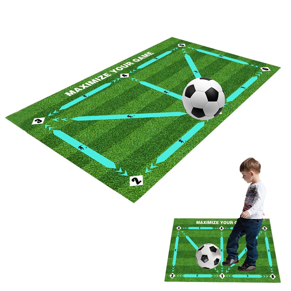 WDKXCN Football Footsteps Mastery Mat: Non-Slip Silent Sports Mat, 90 x 60 CM/35.4 x 23.6 Inch
