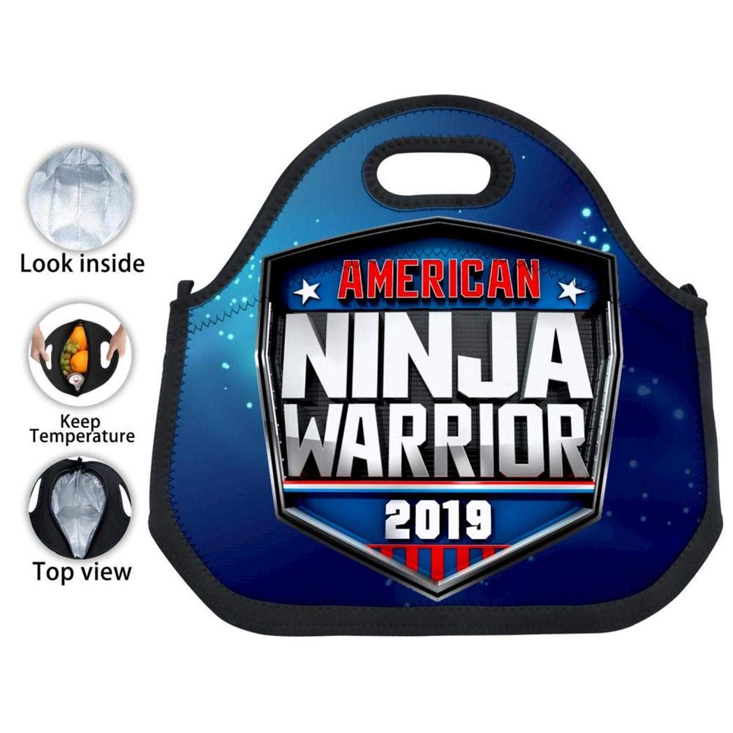 YUFIRON American Ninja Warrior Junior Insulated Lunch Neoprene Lunch Tote Bags Reusable Travel School Boxes for Adults and Children