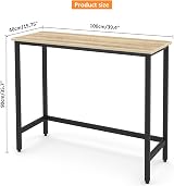 KU Syang 100cm Industrial Bar Table Walnut Brown Adjustable Height Steel Frame view 3