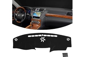 KEYOOG Dashboard Cover Dash Mat Fit for 2012-2007 Le-xus LS LS460 LS600H (for Left Hand Drive),Car Dash Board Mat Anti-Glare Carpet,Non-Slip Pad Sunshield Protector (Black)