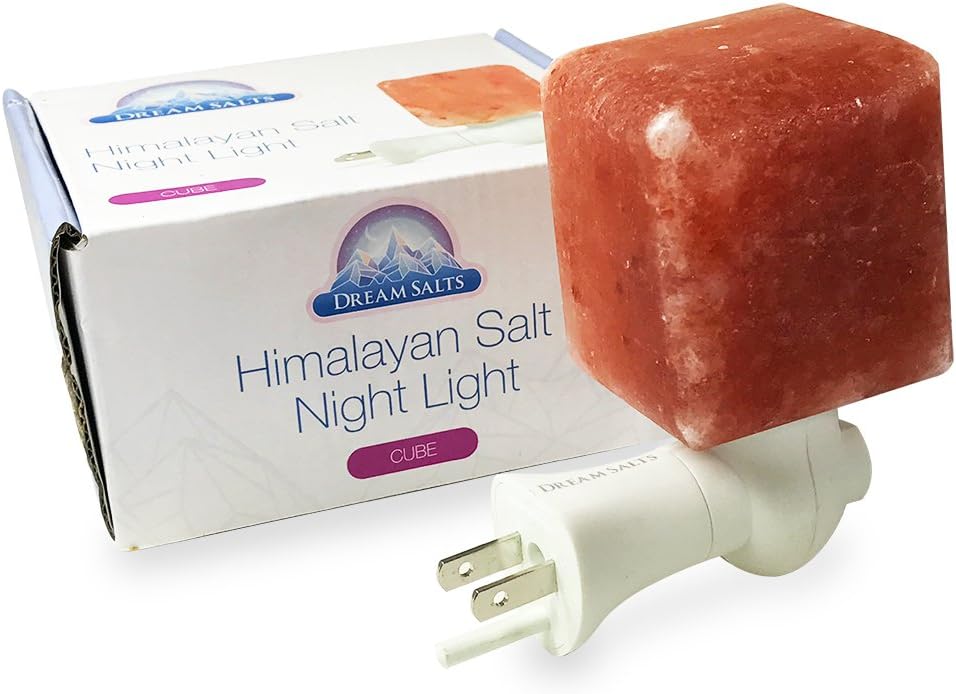 Dream Salts Himalayan Salt Night Light / Decorative Plugin Lamp / Air Ionizer (Cube)