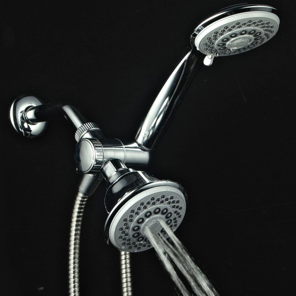 AquaStorm by HotelSpa 30-Setting SpiralFlo 3-Way HIGH PRESSURE Luxury Shower Head/Handheld Showerhead Combo with Water Saving Economy Mode/Chrome - - 
