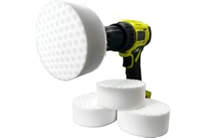 4.5” Drill Powered Magic Sponge Eraser 6 Pieces Kit with Drill Attachment | 25% Thicker Ultra Durable Melamine Cleaning Erase