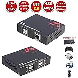 AV Access USB Extender 196ft/60M Over Cat5e/6, 4 USB 2.0 Ports, Plug and Play, No Driver, Supports All Operating System, Two 