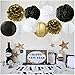 New Years Decorations Gold Black White Party Decorations Kit Tissue Paper Pom Poms Flower Paper Lanterns Paper Honeycomb Balls Party Hanging Decorations for 2019 New Years Eve Party Birthday Party