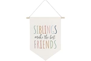 QODUNG Siblings Make The Best Friends,Kids Playroom Classroom Wall Decor,Canvas Hanging Pennant Flag Banner Wall Sign Decor for Kids Room Playroom Nursery Bedroom