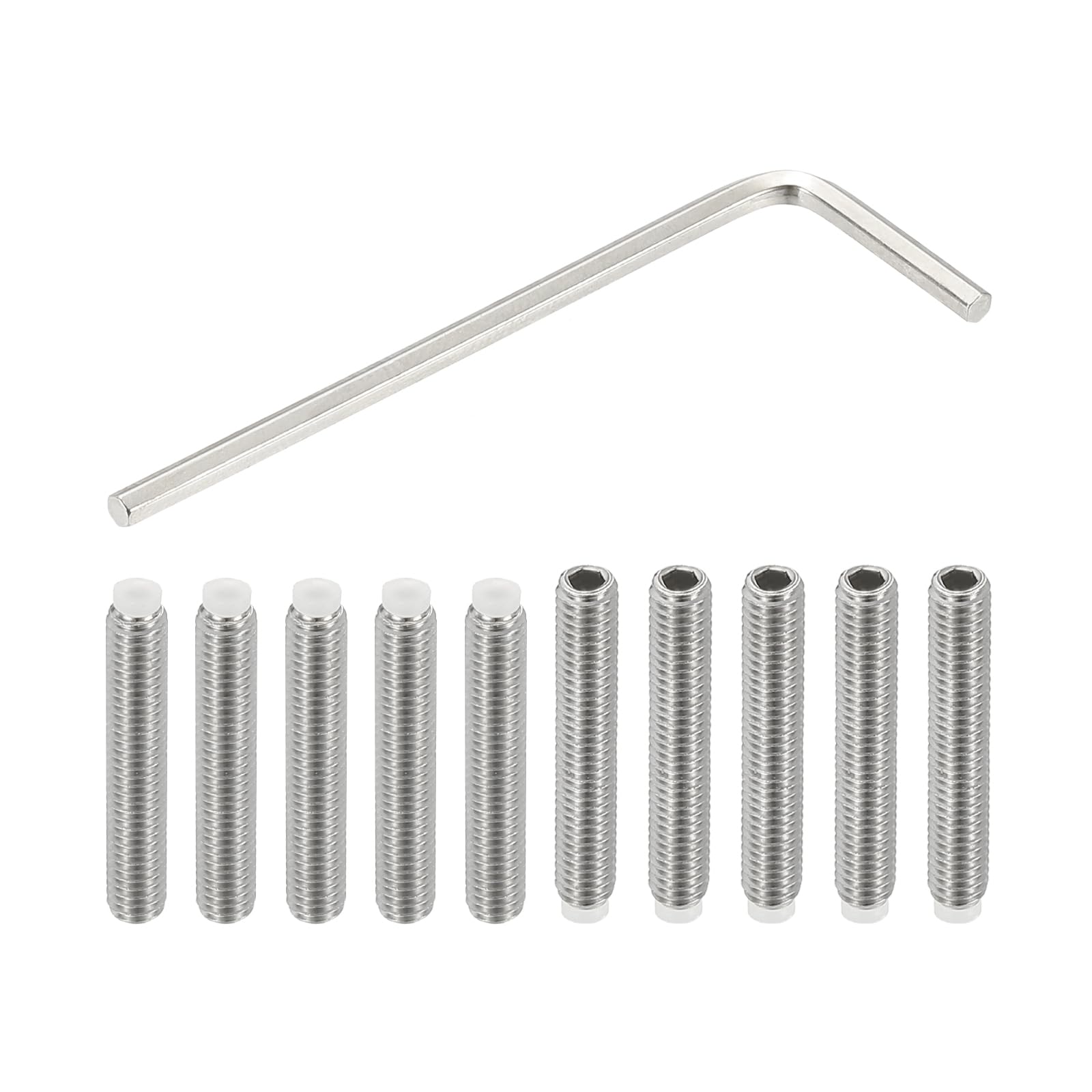 PATIKIL M4x25mm NyLon Tip Grub Screw, 10pcs 304 StainLess SteeL Metric Hex Socket Head Cup Point BoLt Anti SLip InternaL Hex Drive Hardware with l Key Wrench — image 1