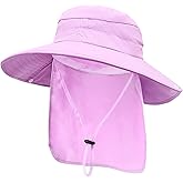 Sun Hats for Men Women, UPF50+ Protection Safari Hat,Wide Brim Fishing Hat with Neck Flap,Bucket Hats for Beach Hiking