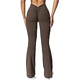 YEOREO Scrunch Flare Leggings V Back Butt Lifting Wide Leg High Waist 31.5" Gym Workout Yoga Pants