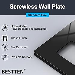 BESTTEN 10 Pack 2-Gang Black Screwless Wall