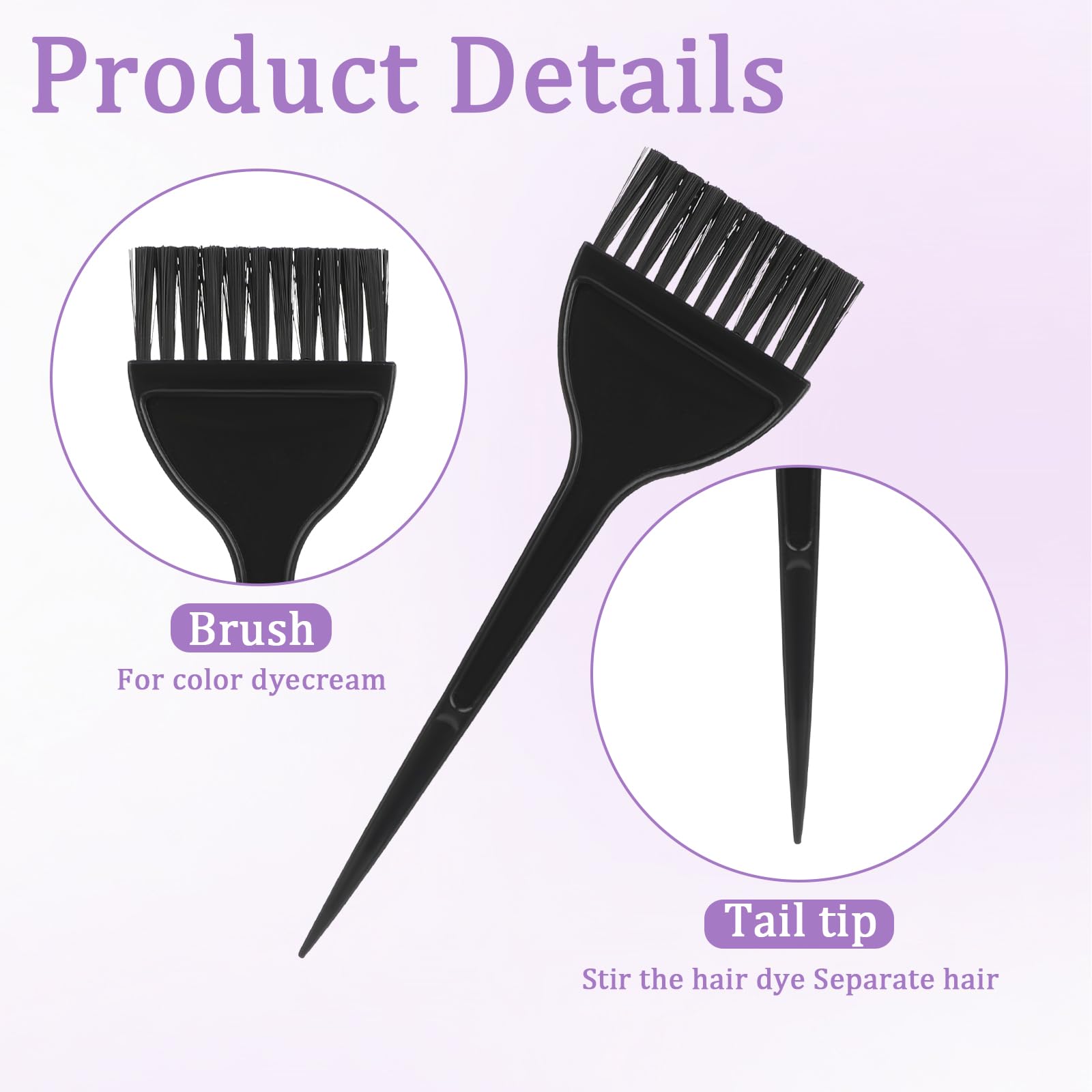 Hair Dye Brush, 3 Pcs Hair Color Brush, Professional Color Brushes for HairStylist Reusable Color-Tint Applicator for Women Men Salon Use Home DIY Dyeing (Black)