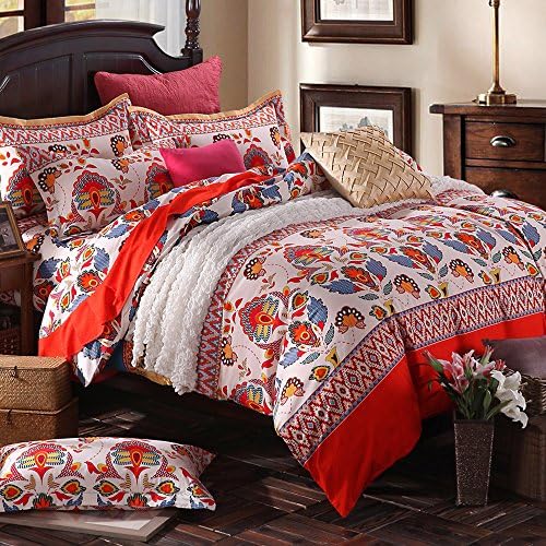Norson Bohemian Ethnic Style Bedding Set Boho Duvet Cover Set American Country Style Bedding Full Queen 4 piece (Full, 2)