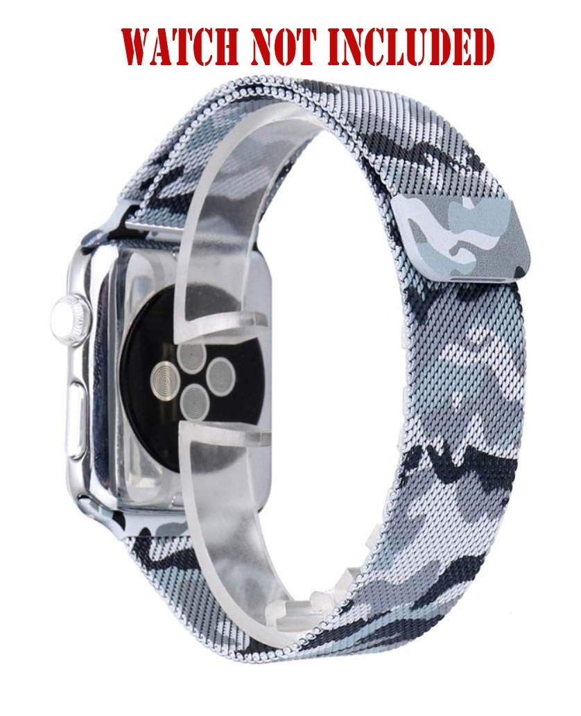 4Atronics Stainless Steel Milanese Strap Metal Band Compatible with Apple Watch/iWatch Series 4/3/2/1 (42/44 mm) - Camouflage