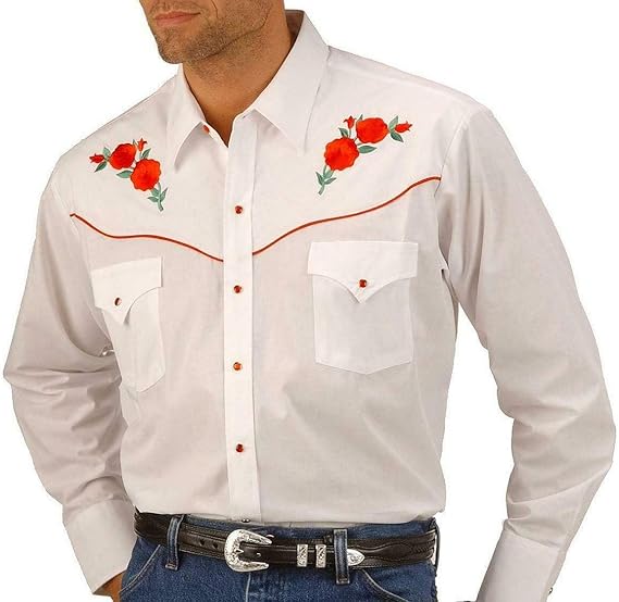 camisas con rosas bordadas hombre