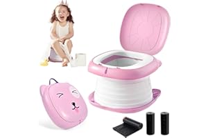 YZNLIFE Travel Potty for Toddler Portable Foldable Potty Training Toilet for Boys Girls Baby Kids Children Indoor Outdoor,Pink