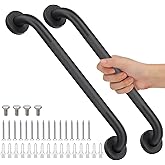 2 Pack 16 Inch Shower Grab Bars for Seniors Bathroom, Black Stainless Steel Safety Support Handles for Shower, Anti Slip Grab