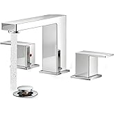 FORIOUS Chrome Bathroom Faucets 3 Hole, Polished Chrome Faucet for Bathroom Sink 3 Hole, 2 Handle 8 in Lavatory tap for Vanity Sink with Pop Up Drain, CUPC Supply Hose and Spare Water Saving Aerator