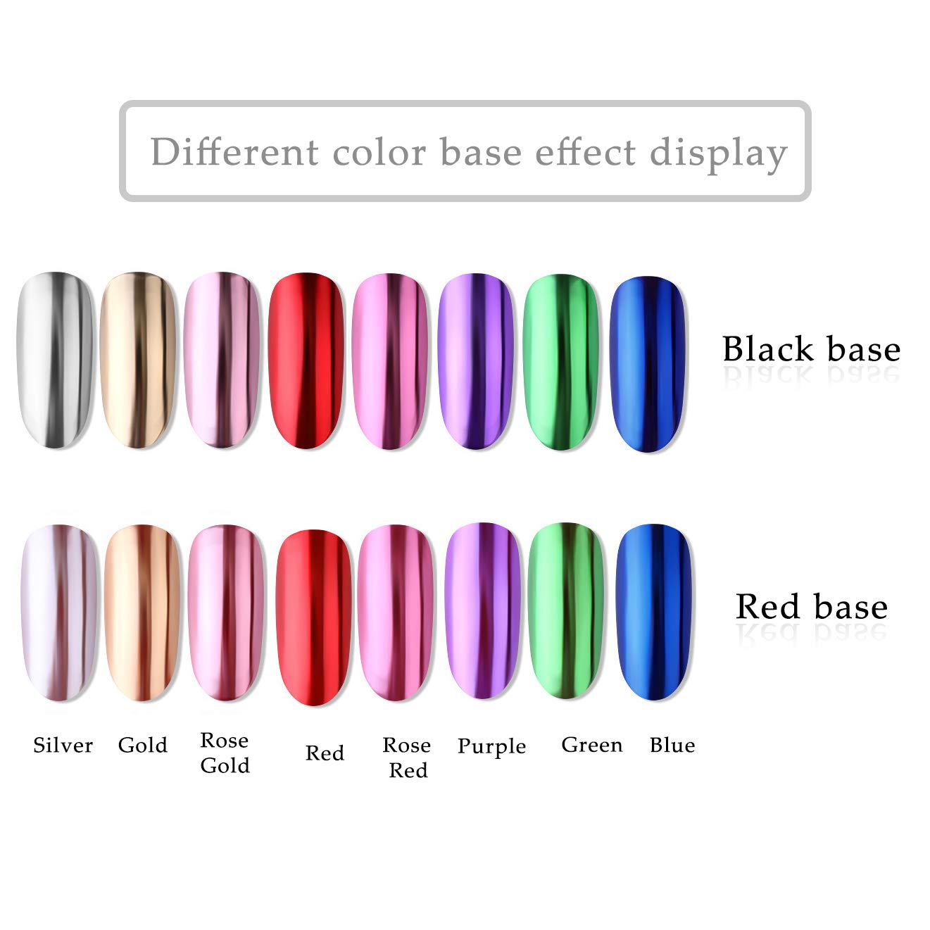 Jutao 8 Jars Holographic Nail Powder Mirror Effect Nail Art Powder for Women Metallic Chrome Nail Dipping Powder 8 Colors Manicure Pigment with 8 Pcs Eyeshadow Sticks