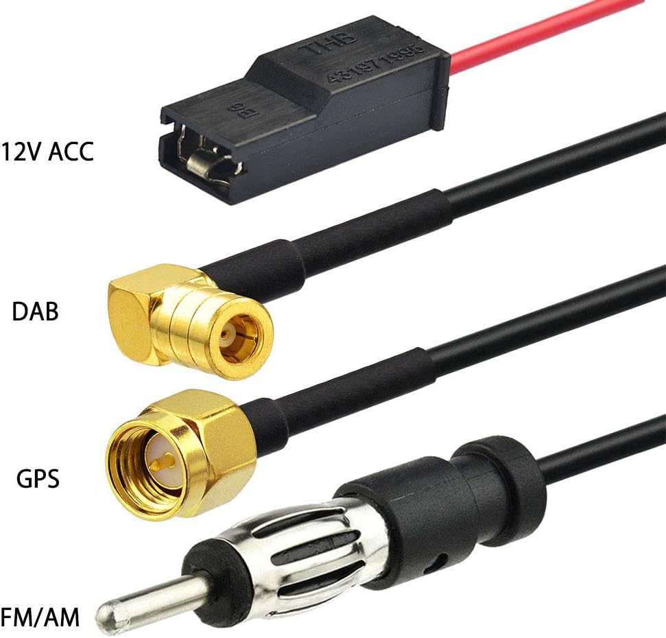Eightwood DAB+ DAB Aerial Car Radio Aerial Splitter SMB SMA GPS Adapter AM/FM Aerial to Shark Roof Antenna Signal Amplifier Car SMB Plug with Cable RG174 500cm for GPS/FM/AM Radio - Image 3