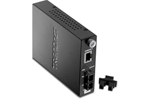 TRENDnet Intelligent 1000Base-T to 1000Base-SX Multi-Mode SC Fiber Media Converter, Up to 550M (1800 ft), Fiber to Ethernet Converter, 2Gbps Switching Capacity, Lifetime Protection, Black, TFC-1000MSC