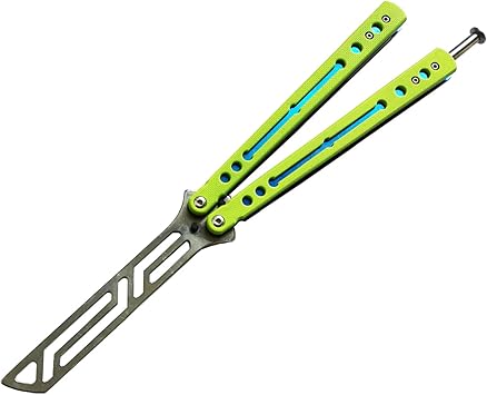 Amazon 折りたたみ戦術トレーナーバタフライ練習ツールg10ハンドルベアリングメタルスチール鈍いブレードでスムーズな安全プレイ 緑 Uxcellmo フィットネス トレーニング