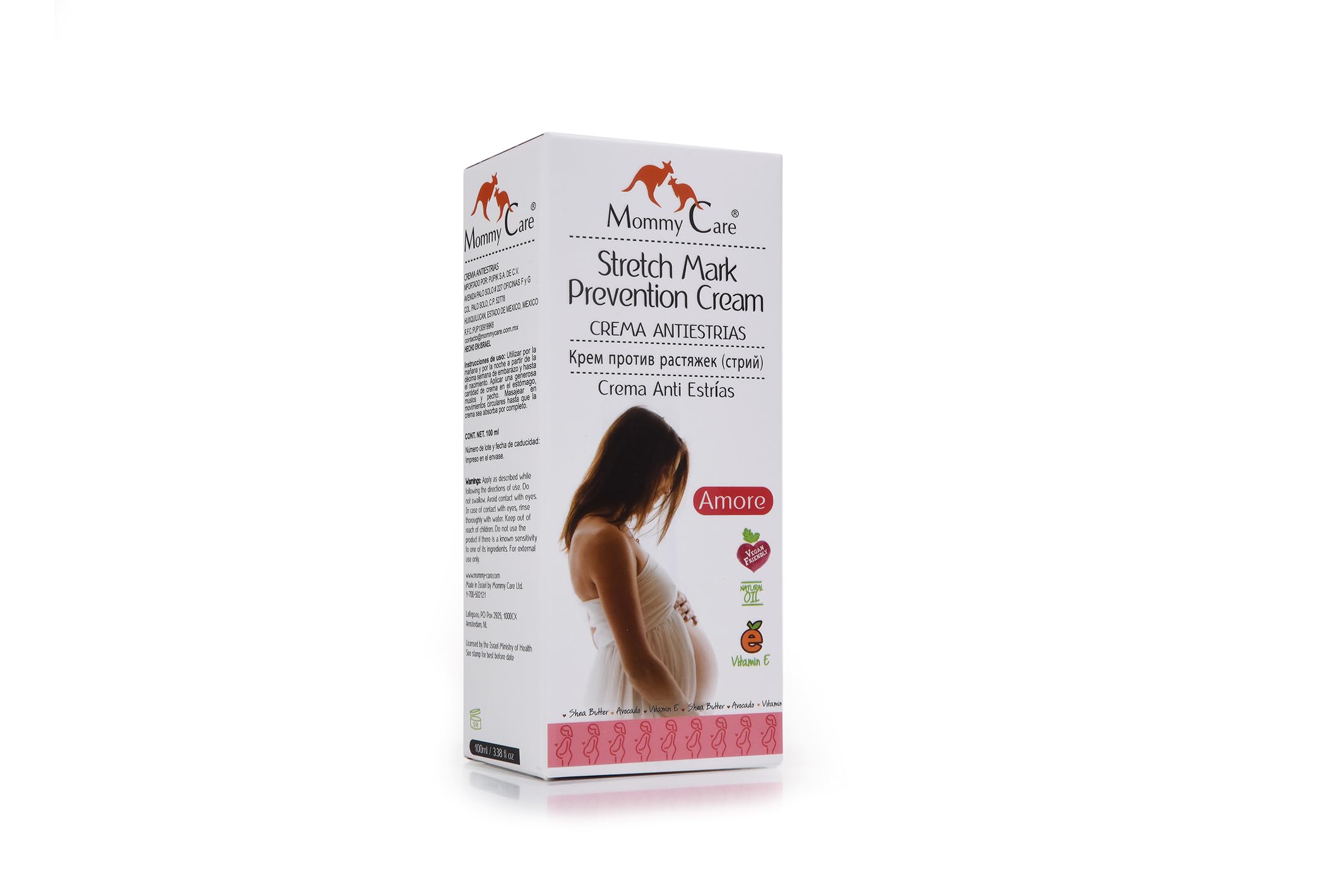 Mommy Care Anti Striae Stretch Mark Prevention Cream – Hydrates & Boosts Elasticity during Pregnancy, Enriched with Shea Butter & Avocado Oil, Non-Greasy, Vegan & Cruelty-Free, 100 ml / 3.38 fl oz